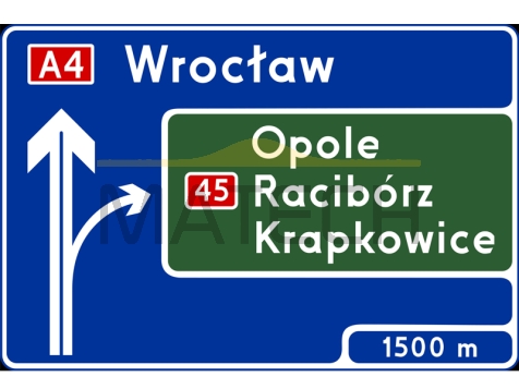 E-1a - Tablica przeddrogowskazowa na autostradzie