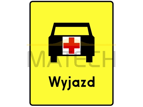 Tabliczka T-16a: tabliczka wskazująca miejsce wyjazdu karetek pogotowia - I generacja