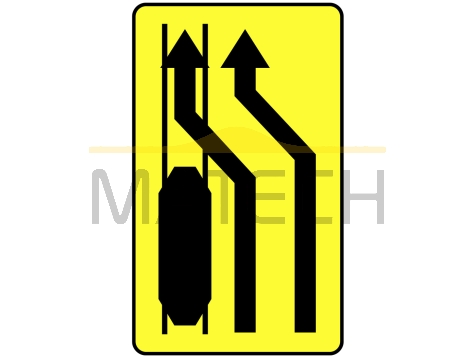 Tabliczka T-8: tabliczka wskazująca miejsce, w którym ruch pojazdów został skierowany na tory tramwajowe