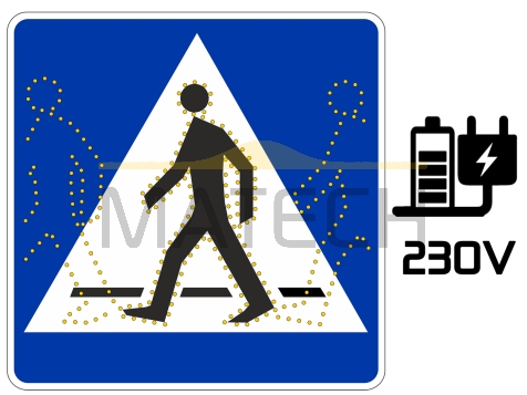 Znak aktywny D-6 animowany kroczący ludzik zasilanie buforowe