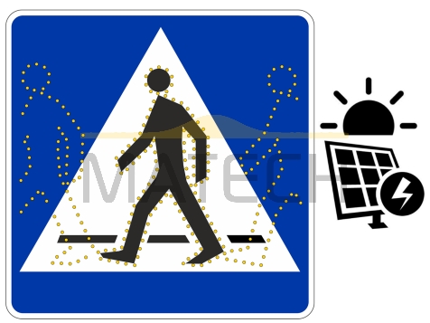 Znak aktywny D-6 kroczący ludzik zasilanie fotowoltaiczne (solarne)