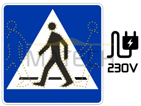 Znak aktywny D-6 kroczący ludzik zasilanie 230V