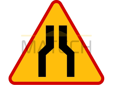 Znak A-12a: zwężenie jezdni - dwustronne - I generacja