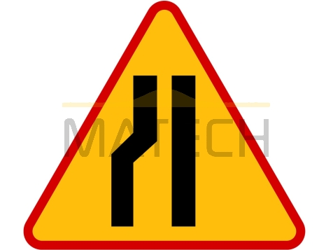 Znak A-12c: zwężenie jezdni - lewostronne - I generacja