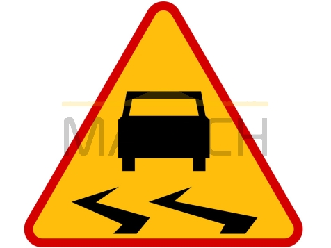 Znak A-15: śliska jezdnia - I generacja