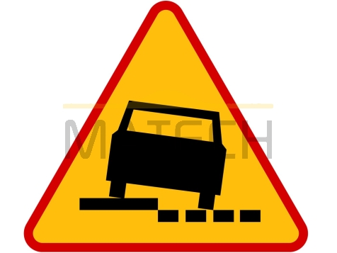 Znak A-31: niebezpieczne pobocze po prawej stronie - I generacja