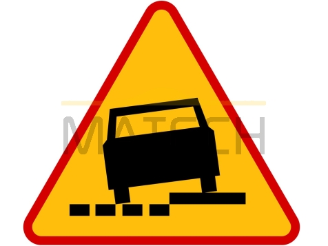 Znak A-31a: niebezpieczne pobocze po lewej stronie - I generacja