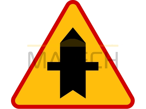 Znak A-6a: skrzyżowanie z drogą podporządkowaną występującą po obu stronach - I generacja