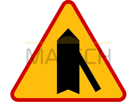 Znak A-6d: wlot drogi jednokierunkowej z prawej strony - I generacja