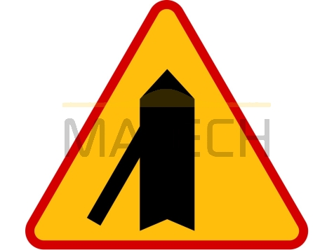 Znak A-6e: wlot drogi jednokierunkowej z lewej strony - I generacja