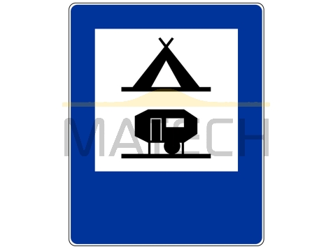 Znak D-31: obozowisko (camping) wyposażone w podłączenia elektryczne dla przyczep kempingowych - I generacja