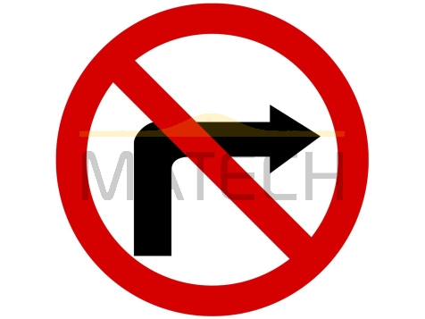 Znak B-22: zakaz skręcania w prawo - I generacja