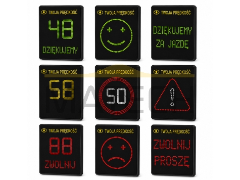 Radarowy wyświetlacz prędkości MP-DP8 z programowalnymi znakami i komunikatami LED