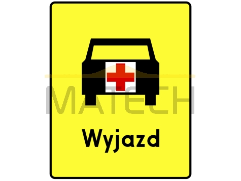 Tabliczka T-16a: tabliczka wskazująca miejsce wyjazdu karetek pogotowia - I generacja