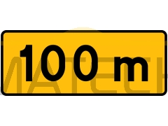 Tabliczka T-1: tabliczka wskazująca odległość znaku ostrzegawczego od miejsca niebezpiecznego - I generacja