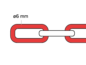 Łańcuch plastikowy biało-czerwony schemat ogniwa fi 6mm 
