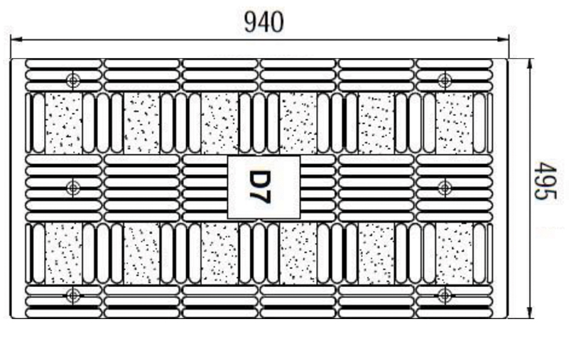 Próg zwalniający D7 element środkowy - rysunek techniczny