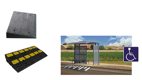 Rampy dla niepelnosprawnych, podjadwy dla wózków, najazdy na krawężnik